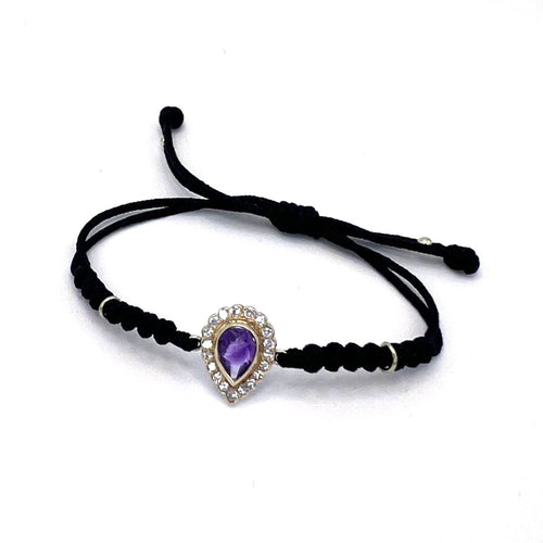 Pulseira Pulseira pendente preta em ouro amarelo com diamantes e ametista 58 Facettes UKA000078GM