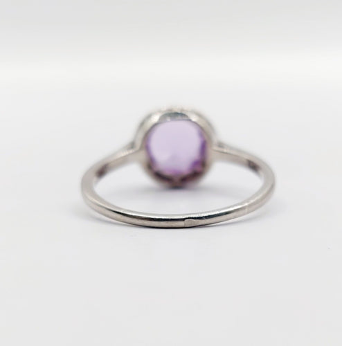 Bague solitaire Art Déco platine et améthyste 58 Facettes A05353
