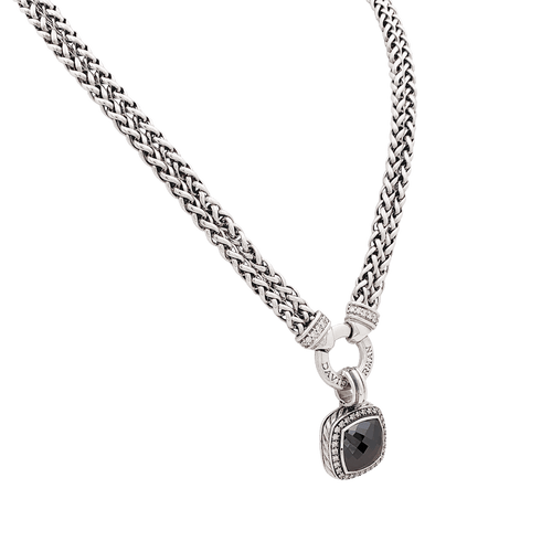 Collier Collier David Yurman, "Grand Albion", argent, hématite, diamants. 58 Facettes 34588