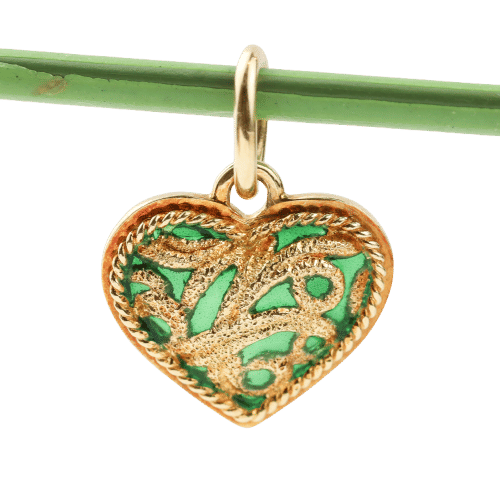 Pendentif Yanes - Pendentif cœur en or jaune 18 carats et émail vert 58 Facettes FN24/0003