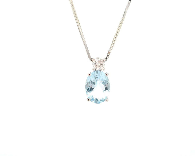 Collier Collier en or blanc avec aigue-marine de 2,70 ct et diamants 58 Facettes 12240