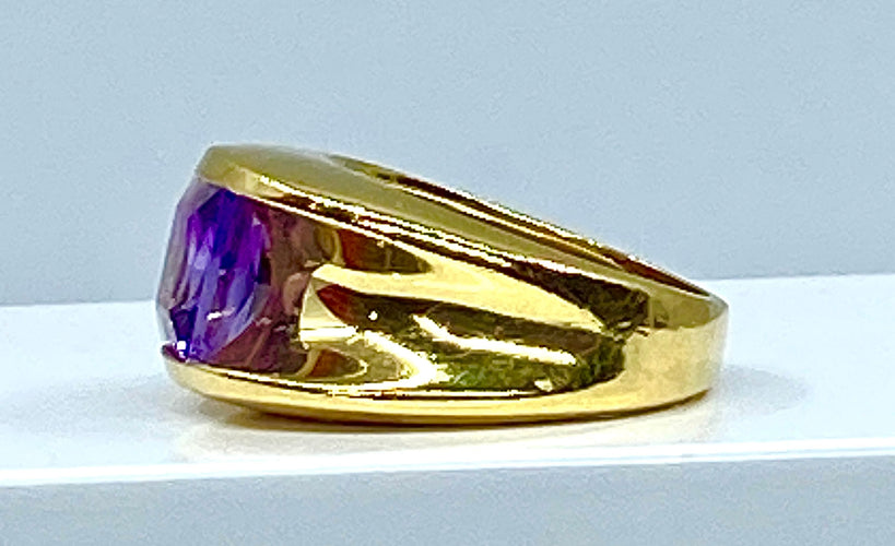 Bague 53 Bague or jaune améthyste carrée 58 Facettes AB341