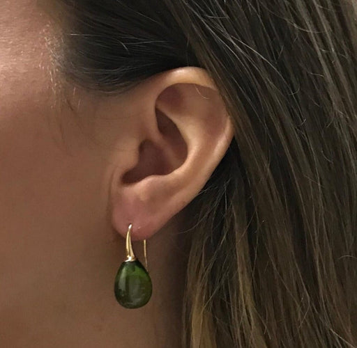 Boucles d'oreilles Boucles D'Oreilles Pendantes Quartz Olive Et Or Jaune 58 Facettes