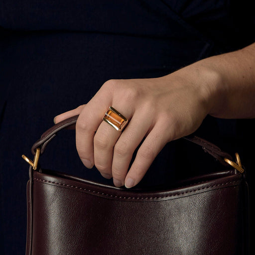 Bague 53 Bague en or jaune et citrine 58 Facettes SQU3784X4