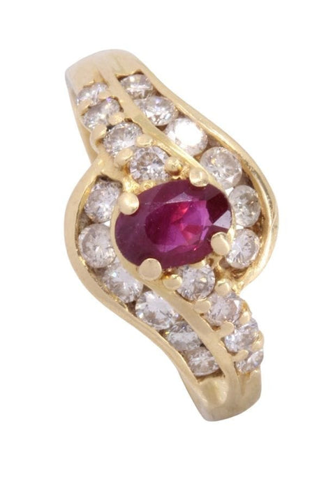 Bague 55 Bague moderne or jaune rubis et diamants 58 Facettes 091321