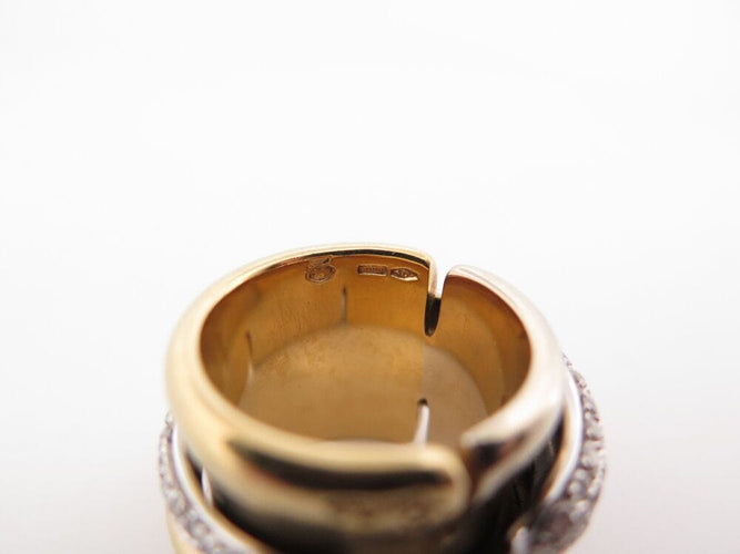 Bague 55 bague POMELLATO tubulaire large t55 or jaune blanc 18k 34gr diamants 0.9ct 58 Facettes 267204