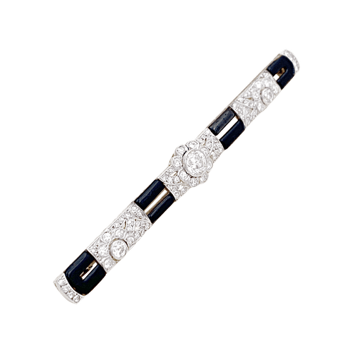 Broche Broche Art Déco, platine, or blanc, diamants, émail. 58 Facettes 34375