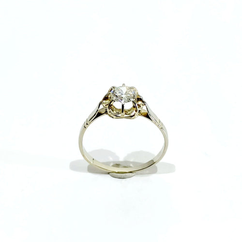 Bague 53 Bague solitaire or blanc diamant 0.45ct 58 Facettes