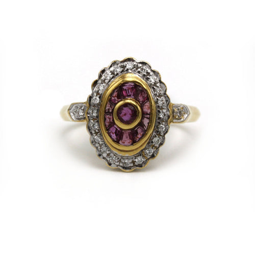 Bague 54 Bague Art Déco - Or jaune, Rubis & Diamants 58 Facettes 250242R