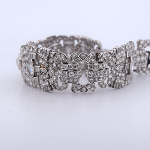 Pulseira estilo Art Deco em Platina e diamantes 