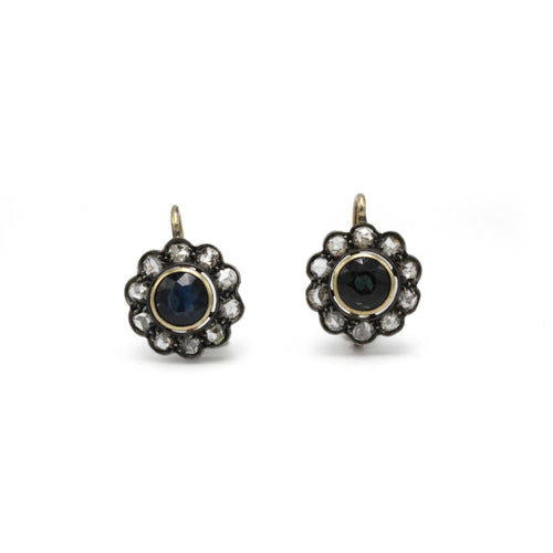 Boucles d'oreilles Boucles d'oreilles anciennes or 750 diamants et saphirs 58 Facettes 1299
