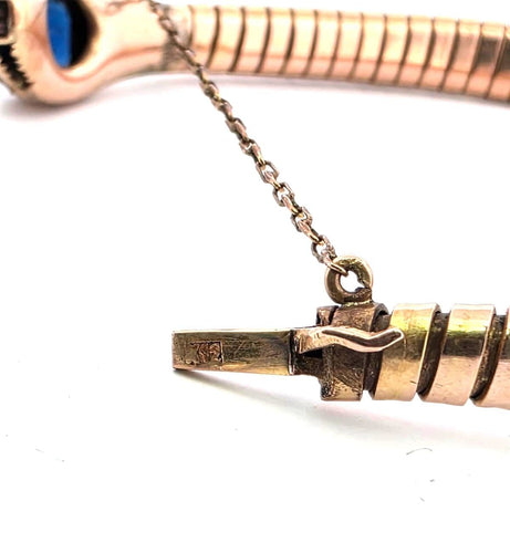 Bracciale vintage anni 60' oro rosa massiccio con zaffiro 58 Facettes