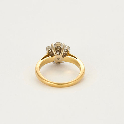 Ring Daisy yellow and gray gold and diamonds