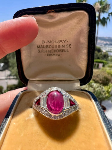 Bague 53 Bague Vintage Rubis et Diamants, Style Art Déco 58 Facettes 431