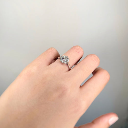 Bague 56 Bague Solitaire Platine Diamant taille coussin 2.45ct 58 Facettes 230156R