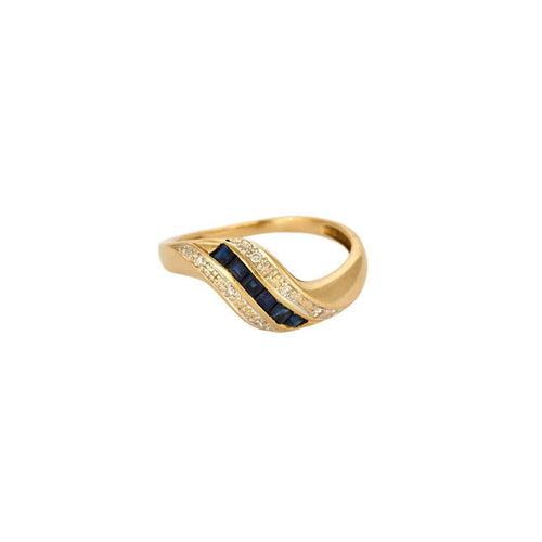 Bague 53 Bague jonc or jaune, saphir et diamants 58 Facettes SBR1669