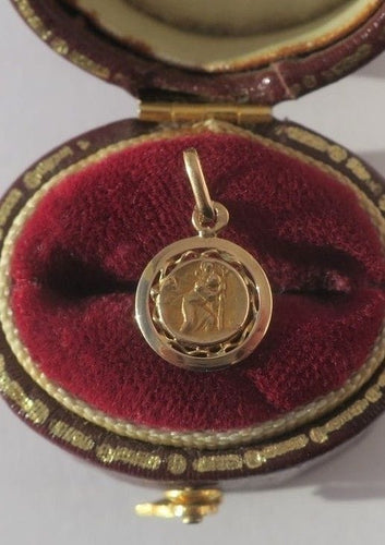 Pendentif Médaille pendentif Saint Christophe vintage en or jaune 18 carats 58 Facettes
