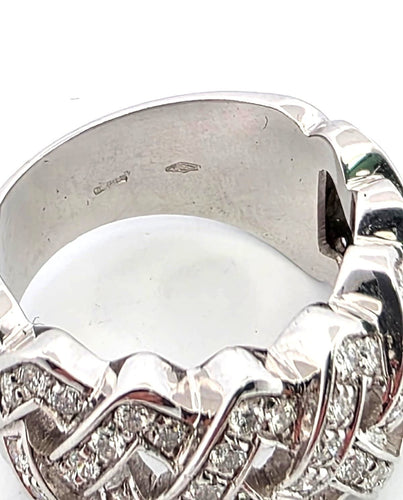 Bague 55 Bague en or blanc 18 carats sertie de diamants 58 Facettes