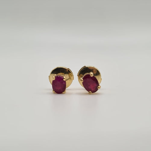 Boucles d'oreilles Boucles d’oreilles or jaune 18 carats serties de rubis ovale 58 Facettes