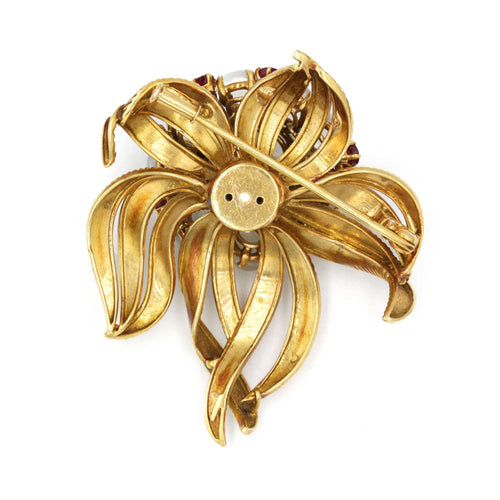 Broche Broche - Or jaune, Rubis, Pierres de Lune 58 Facettes 250199R