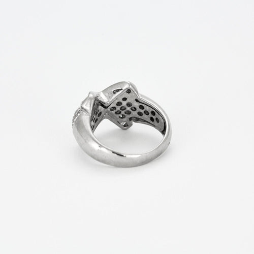 Bague 49.5 Bague jonc or blanc diamants 58 Facettes LP962/13