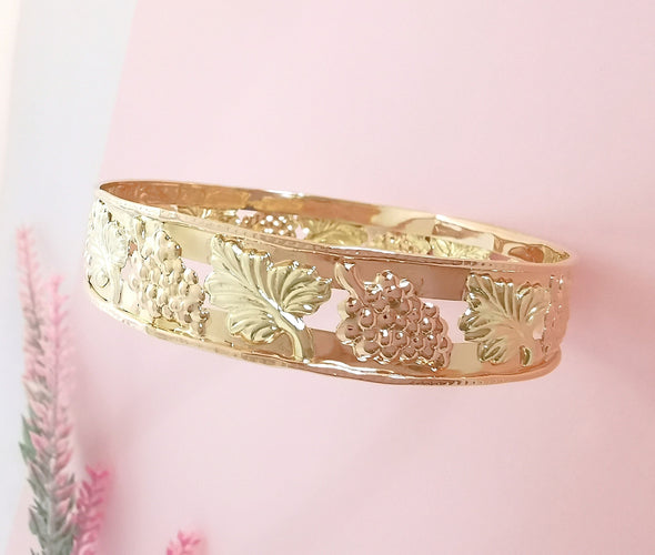 Bracelet Bracelet Jonc Rigide grappes de raisin et feuilles de vigne 58 Facettes AA 1639