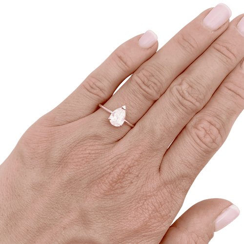 Bague 53 Solitaire jaune 750/000, diamant poire taille ancienne. 58 Facettes 34658