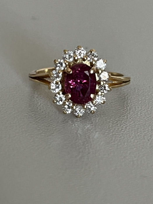 Bague 48 Bague Marguerite Or Jaune Rubis Diamants 58 Facettes LOT 6161