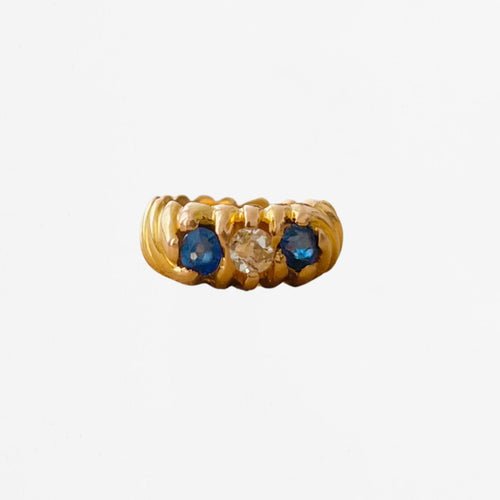 Bague 48 Bague jonc or jaune saphirs et diamant 58 Facettes