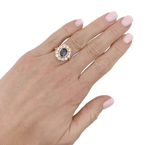 Bague 55 Bague Pompadour or jaune et blanc, saphir, diamants. 58 Facettes 34353