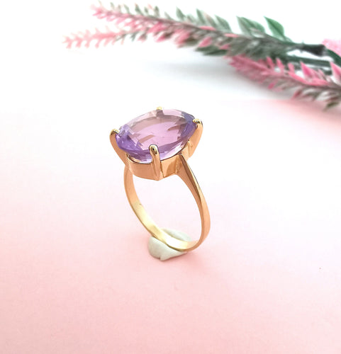 Bague 54.5 Bague Améthyste en Solitaire Or Jaune 58 Facettes AA 1602