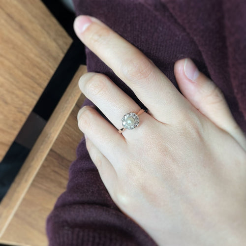 Bague 55 Bague - Or, Argent, Diamants & Perle 58 Facettes 240338R