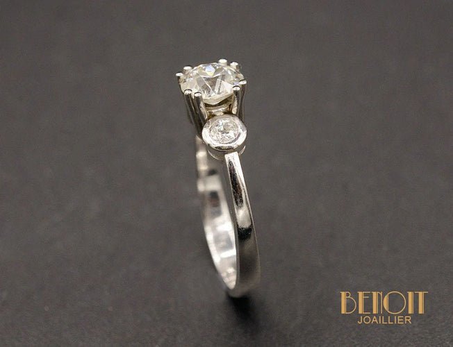 Bague 52 Solitaire platine diamants 58 Facettes A10491