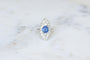 Bague 58 Bague Marquise en Or blanc, Saphir de Ceylan et Diamants 58 Facettes