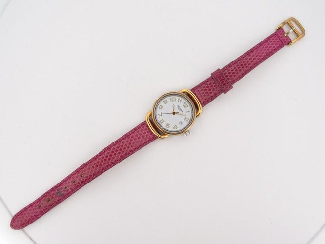 Montre vintage montre HERMES pullman 24mm plaque or et acier quartz 58 Facettes 259817