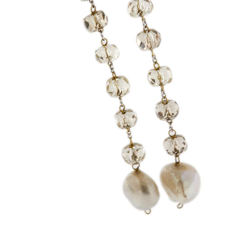 Boucles d'oreilles Boucles d'oreilles pendantes quartz fumé et perles 58 Facettes 31650