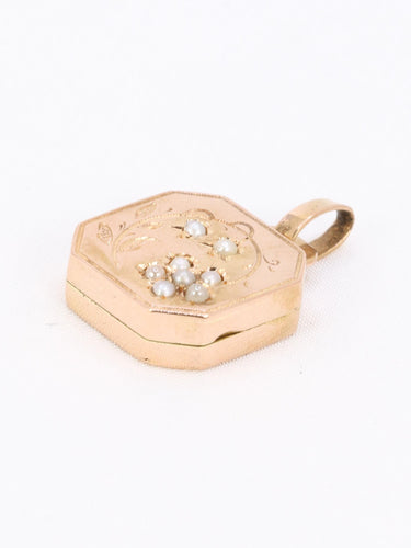 Pendentif Pendentif Art Nouveau porte photo or rose perles fines 58 Facettes 1140.2