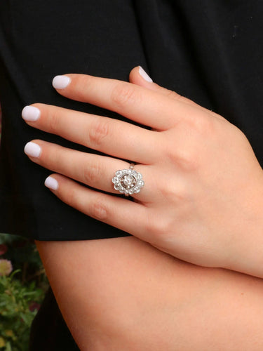 Bague 52.5 Bague marguerite Art Déco diamants 1,3 carats 58 Facettes J397