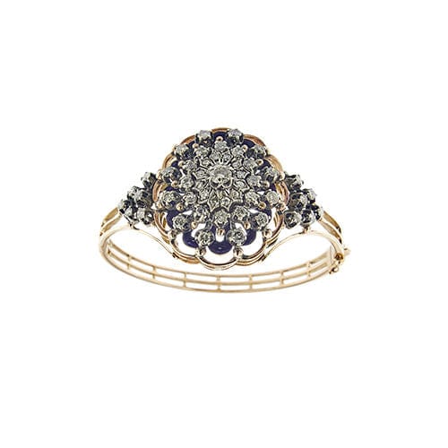 Bracelet Bracelet rigide émaillé en or rose avec diamants 58 Facettes 37288