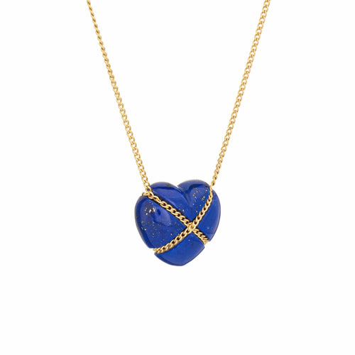 Collier Collier vintage Tiffany & Co Lapis Lazuli Cross My Heart en or jaune 18 carats des années 1990 58 Facettes G13976