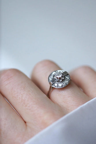Bague 55.5 Bague Cible Art Déco Or Blanc Platine Diamant 58 Facettes