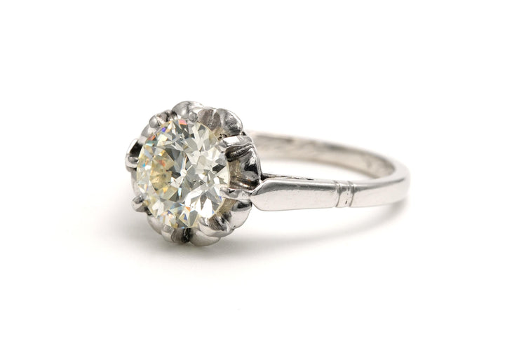 Bague 47 Bague Art Déco en or blanc sertie d'un diamant old cut 58 Facettes 22577