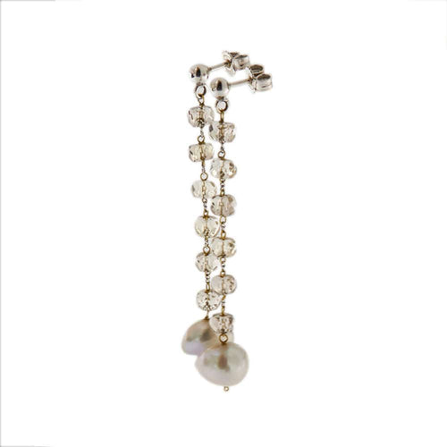 Boucles d'oreilles Boucles d'oreilles pendantes quartz fumé et perles 58 Facettes 31650