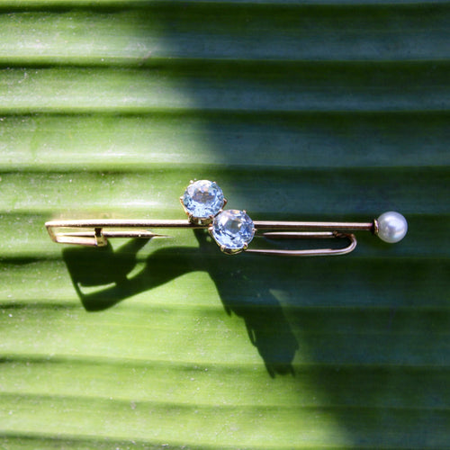 Broche Broche/écharpe en or 16 carats de style édouardien Tiffany & Co. avec aigue-marine et perle 58 Facettes A2002E