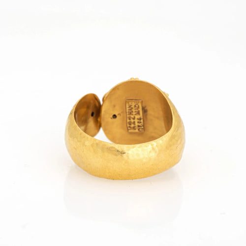 Bague Bague manchette vintage en saphir en or jaune 22 carats Taille 6, large bande, bijoux grecs 58 Facettes G13483