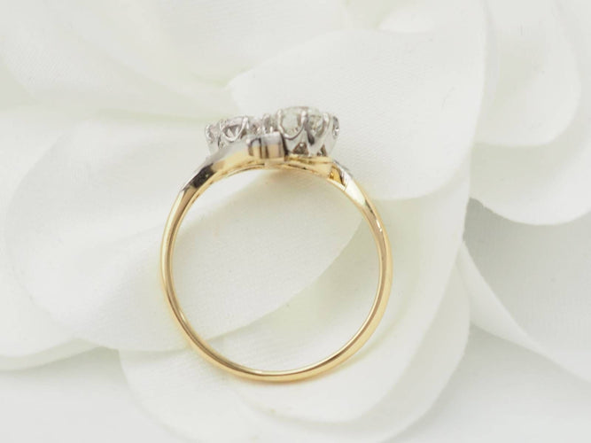 Bague 51 Bague Toi et Moi en or jaune et diamants 58 Facettes 33401