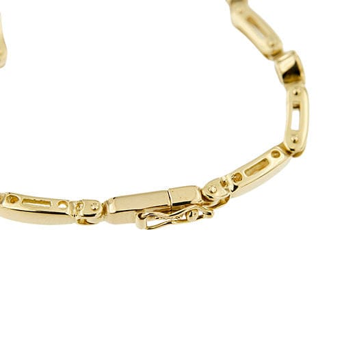 Geelgouden armband met segmenten, saffieren en diamanten 
