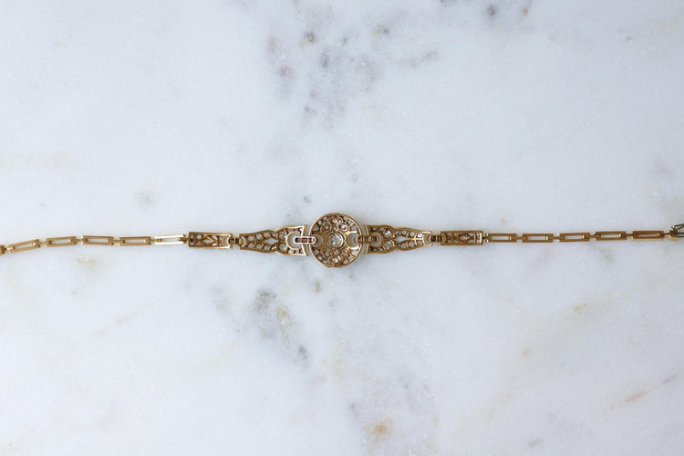 Bracelet Bracelet Art Déco Diamants sur Or et Platine 58 Facettes