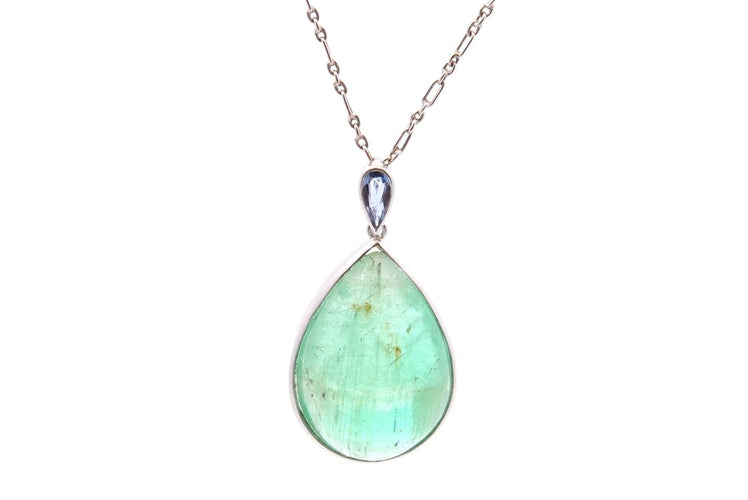 Pendentif émeraude cabochon et saphir 58 Facettes 27028