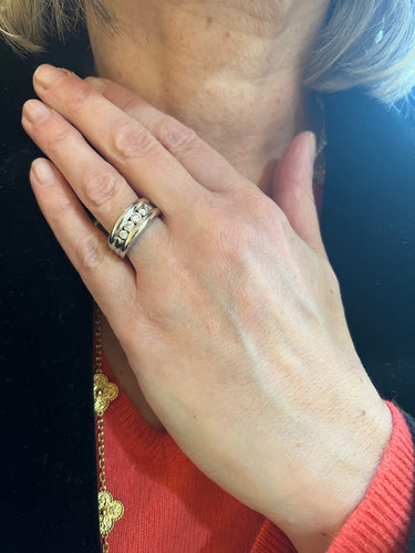 Bague 54 Bague Jonc 5 Diamants Or gris 18 Carats 58 Facettes BD179